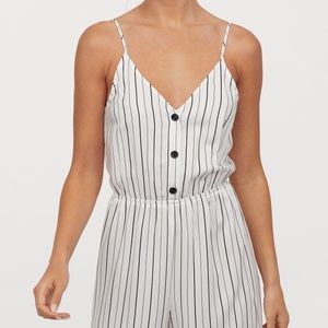 H&M Dividend Striped Jumpsuit with Buttons NWT
